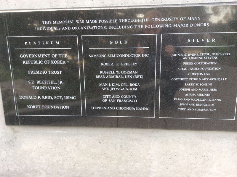 close up of panel showing major donors