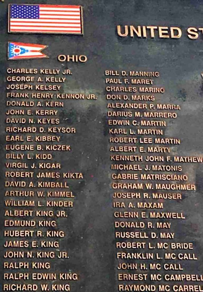 image showing names from Ohio